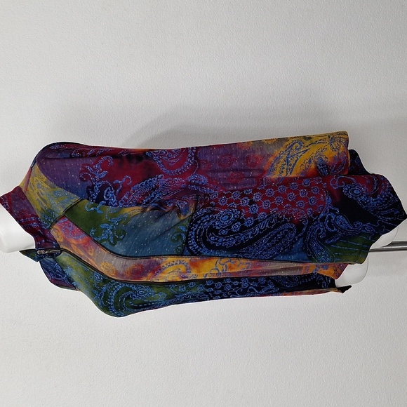 Shana Multicolor Whimsy Goth Dark Fairy Paisley Patchwork Asymetrical Jacket - L - Picture 4 of 14